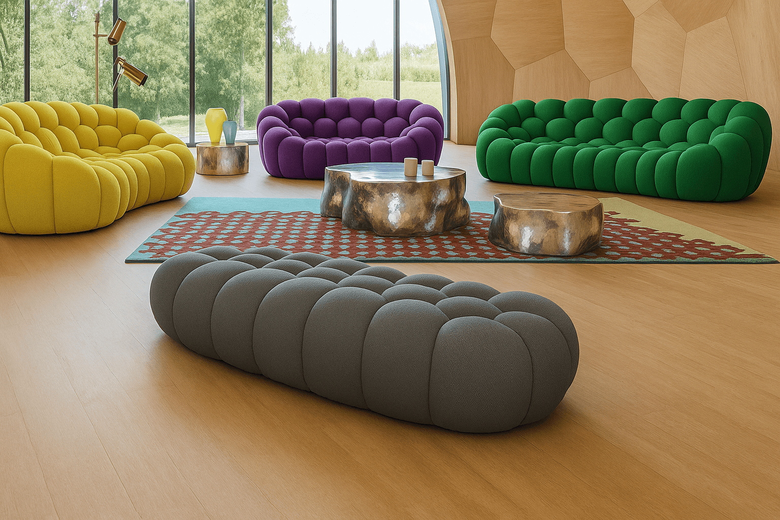 Collection de canapés colorés en mousse